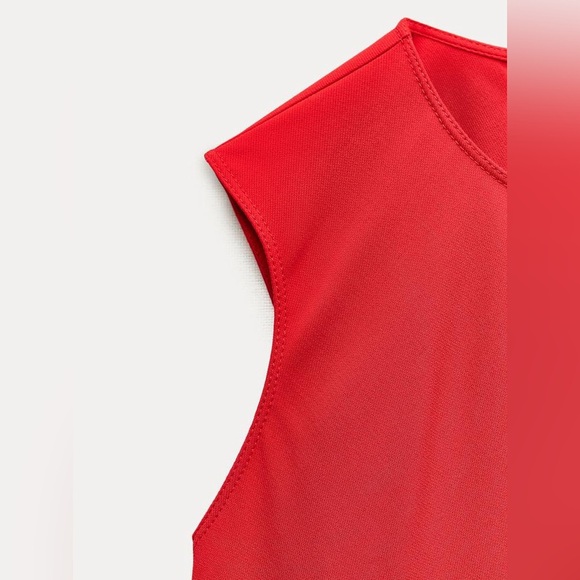 NWT. Zara ZW Collection Red viscose Blend Midi Dress with Pockets. Size. S. - Picture 8 of 12